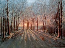 Картина "Закат в зимнем лесу"