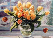 Картина "Букет желтых тюльпанов"