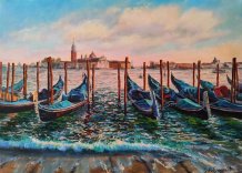Картина "Гондолы, Венеция"